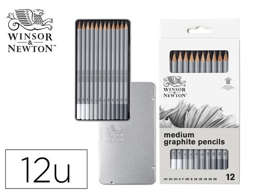 Lapices de grafito winsor&newton studio coleccion caja metalica con 12 unidades graduaciones surtidas ref. 490008