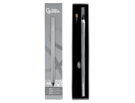 Lapiz de grafito infinito liderpapel aluminio hexagonal plateado ultra resistente 1 punta de recambio