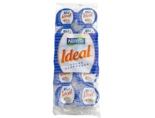 Leche Evaporada Ideal Porciones de 7,5 Gramos Envase de 10 Unidades