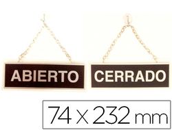 Letrero Metalico Serigrafiado Abierto y Cerrado con Cadena y Ventosa para Colgar de 74X232 Mm