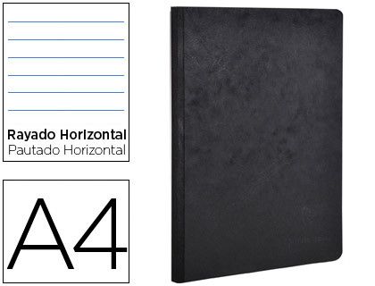 Libreta Age-Bag Tapa Cartulina Lomo Cosido Rayado Horizontal 96 Hojas Color Negro 210X297 Mm