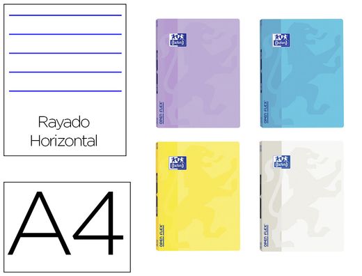 Libreta grapada oxford openflex tapa plastico din a4 48 hojas horizontal colores pastel surtidos