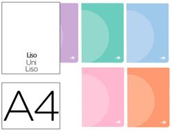 Libreta liderpapel 360 tapa de plastico a4 48 hojas 90g/m2 liso sin margen colores pastel surtidos
