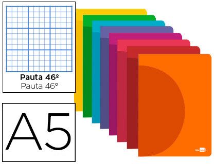 Libreta liderpapel 360 tapa de plastico A5 48 hojas 90g/m2 rayado nº 46 colores surtidos