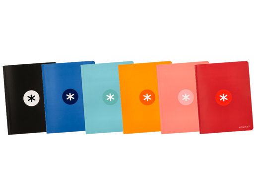 Libreta liderpapel antartik a5+ plus cosida 48 hojas 90g/m2 cuadro 5mm con margen 6 colores surtidos