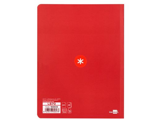 Libreta liderpapel antartik a5+ plus cosida 48 hojas 90g/m2 cuadro 5mm con margen 6 colores surtidos