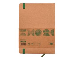 Libreta liderpapel ecouse 100% reciclada a5 96 hojas 70g/m2 horizontal con gomilla y marca paginas
