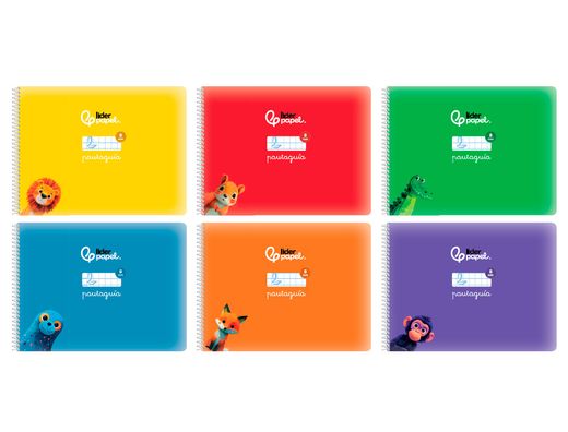 Libreta liderpapel pautaguia tapa cartoncillo 32h din a5+ 75gr cuadriculado pautado 8mm apaisada con margen 6 colores