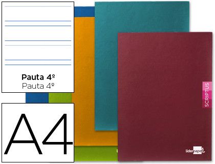 Libreta Liderpapel Scriptus A4 48 Hojas 90G/M2 Pauta 4ª 3.5Mm con Margen