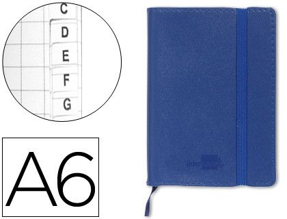Libreta Liderpapel Simil Piel A6 120 Hojas 70G/M2 Indice Azul