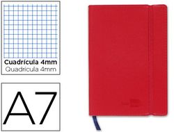 Libreta Liderpapel Simil Piel A7 120 Hojas 70G/M2 Cuadro 4Mm Sin Margen Rojo