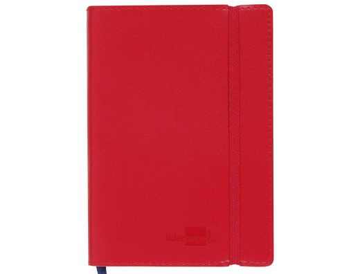 Libreta Liderpapel Simil Piel A7 120 Hojas 70G/M2 Cuadro 4Mm Sin Margen Rojo