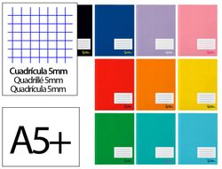 Libreta liderpapel smart A5 plus 48 hojas 75gr cuadro 5mm con margen colores surtidos