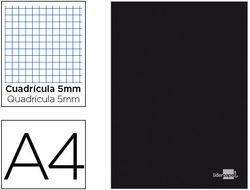 Libreta Liderpapel Tapa Negra A4 80 Hojas 60G/M2 Cuadro 5Mm con Doble Margen