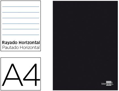 Libreta Liderpapel Tapa Negra A4 80 Hojas 60G/M2 Horizontal con Doble Margen