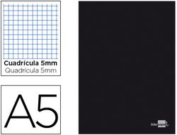 Libreta Liderpapel Tapa Negra A5 80 Hojas 60G/M2 Cuadro 5Mm con Doble Margen
