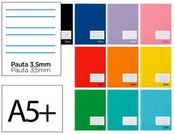 Libreta liderpapel smart A5 plus 32 hojas 75gr pauta 4 3.5mm con margen colores surtidos