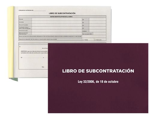Libro liderpapel subcontratacion folio juego de 10 hojas autocopiativas