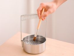 Limpiador con soporte liderpapel para brochas y pinceles de aluminio 18x10,5 cm