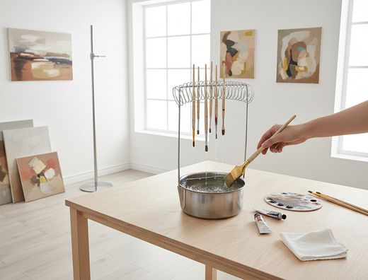 Limpiador con soporte liderpapel para brochas y pinceles de aluminio 18x10,5 cm