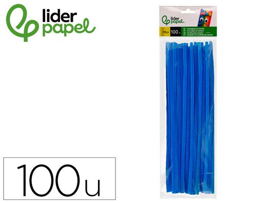 Limpiapipas de chenilla liderpapel 30 cm color azul mate bolsa de 100 unidades