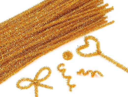 Limpiapipas de chenilla liderpapel 30 cm color oro bolsa de 100 unidades