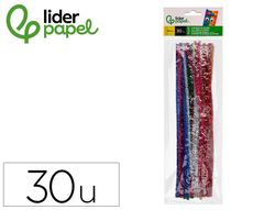 Limpiapipas de chenilla liderpapel 30 cm colores brillantes surtidos bolsa de 30 unidades