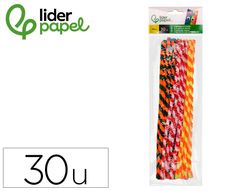 Limpiapipas de chenilla liderpapel 30 cm dos colores mate surtidos bolsa de 30 unidades