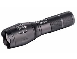 Linterna q-connect telescopica aluminio modo alumbrado alto medio bajo estroboscopio sos apagado 3 pilas aaa