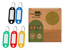Llavero portaetiquetas liderpapel ecouse fabricado en plastico reciclado caja de 100 unidades