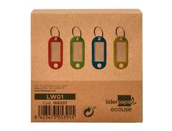 Llavero portaetiquetas liderpapel ecouse fabricado en plastico reciclado caja de 100 unidades