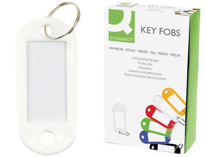 Llavero Portaetiquetas Q-Connect Expositor de 100 Unidades Blanco
