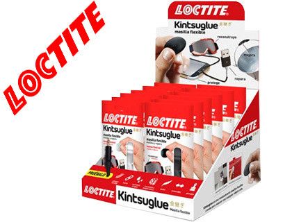 LOCTITE Expositor 16 masillas flexibles Kintsuglue. 8 blísters masilla blanca y 8 negra. 2269706