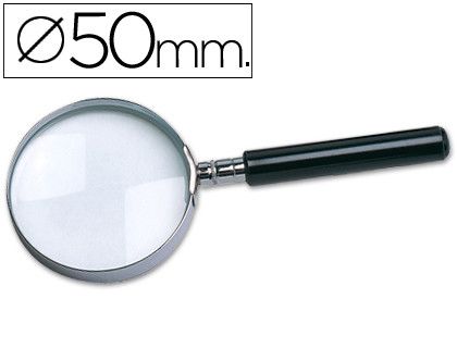 Lupa Cristal Aro Metalico Mango Negro W-102 50 Mm