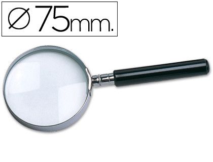 Lupa Cristal Aro Metalico Mango Negro W-104 75 Mm