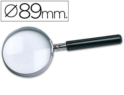 Lupa Cristal Aro Metalico Mango Negro W-105 89 Mm