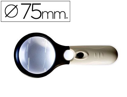 Lupa electrica q-connect kf18752 aro abs 75 mm 3 aumentos 3 bombillas led