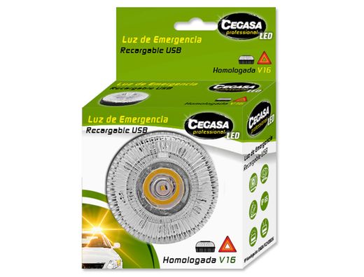 Luz emergencia cegasa homologada v16 con iman visible a 1 km 360 grados recargable tiempo de recarga