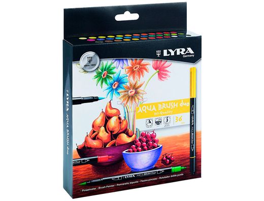 LYRA GROOVE Estuche 36 rotuladores punta pincel Aqua Brush Duo 6521360