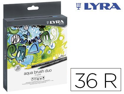 LYRA GROOVE Estuche 36 rotuladores punta pincel Aqua Brush Duo 6521360