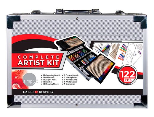 Maletin de pinturas daler rowney metalico 122 piezas 347x94x240 mm