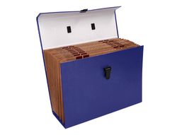 Maletin liderpapel con fuelle y asa carton forrado 19 departamentos 255x390x120 mm color azul