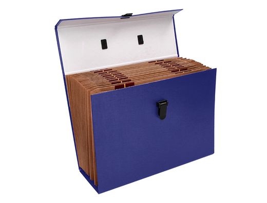 Maletin liderpapel con fuelle y asa carton forrado 19 departamentos 255x390x120 mm color azul