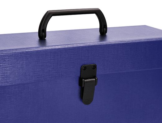 Maletin liderpapel con fuelle y asa carton forrado 19 departamentos 255x390x120 mm color azul