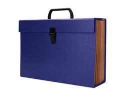 Maletin liderpapel con fuelle y asa carton forrado 19 departamentos 255x390x120 mm color azul