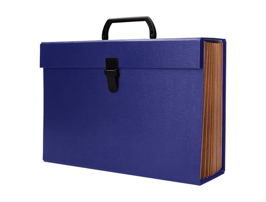 Maletin liderpapel con fuelle y asa carton forrado 19 departamentos 255x390x120 mm color azul