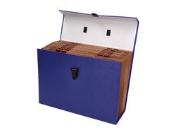 Maletin liderpapel con fuelle y asa carton forrado 19 departamentos 255x390x120 mm color azul