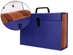 Maletin liderpapel con fuelle y asa carton forrado 19 departamentos 255x390x120 mm color azul