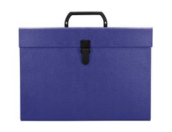 Maletin liderpapel con fuelle y asa carton forrado 19 departamentos 255x390x120 mm color azul