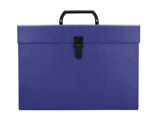 Maletin liderpapel con fuelle y asa carton forrado 19 departamentos 255x390x120 mm color azul